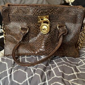 Michael Kors special Edition Snake Print Satchel with Gold Accents